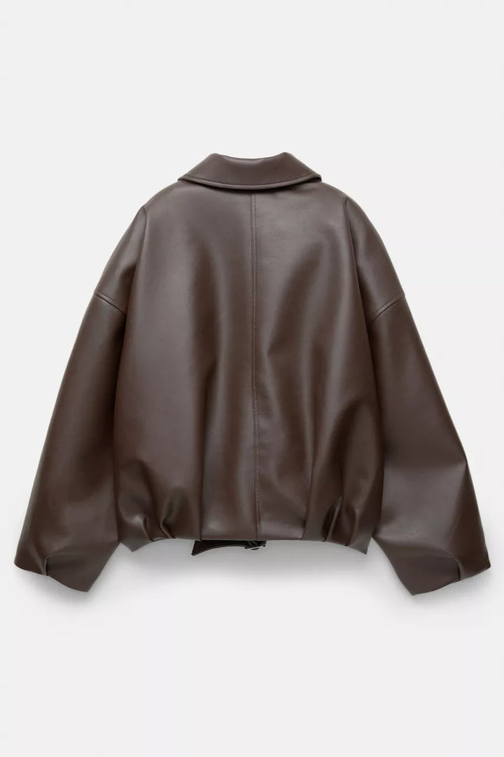 Veste pilote rétro femme en similicuir au style intemporel