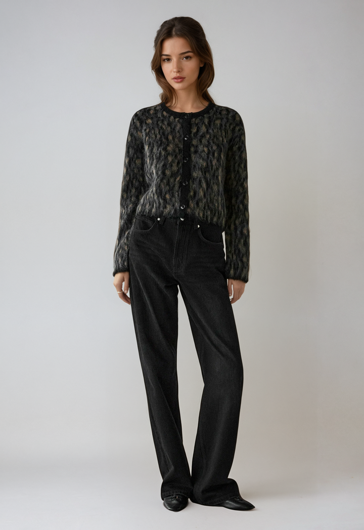 Cardigan femme laine alpaga col rond boutonné coupe polyvalente