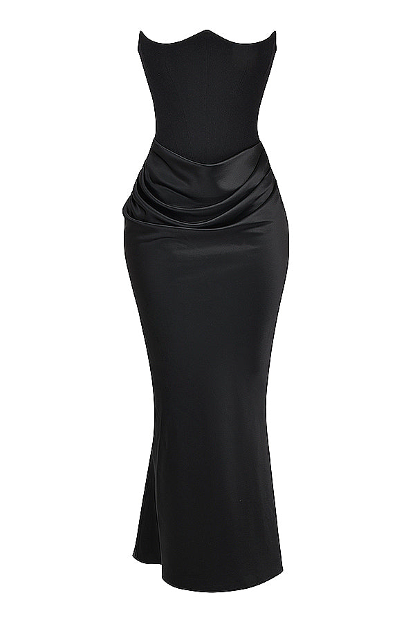 Robe bustier satin femme dos nu coupe ajustée élégante