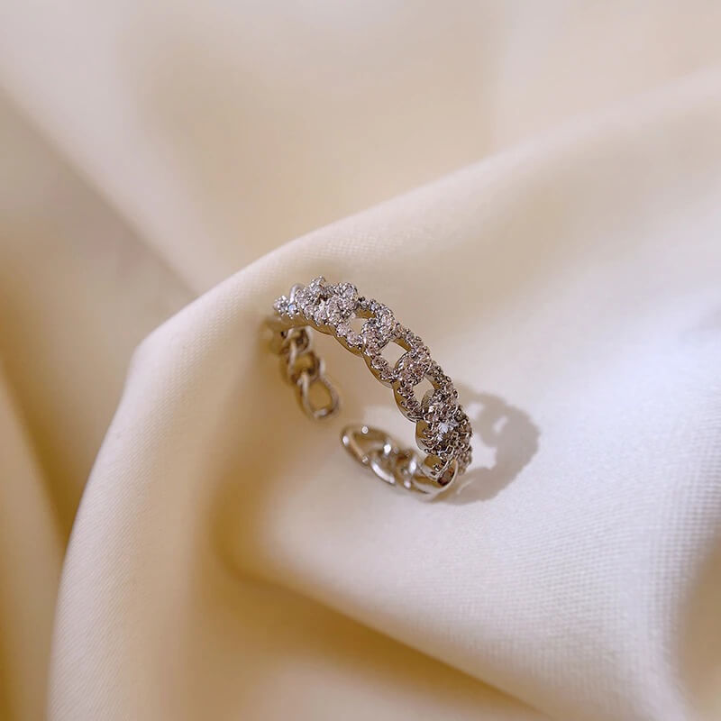 Liora Chain Ring – Adjustable 14K Gold & Sterling Silver