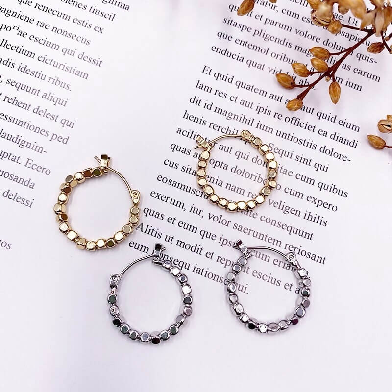 Liora Hoop Earrings – 14K Gold Plated Vintage Cube Design