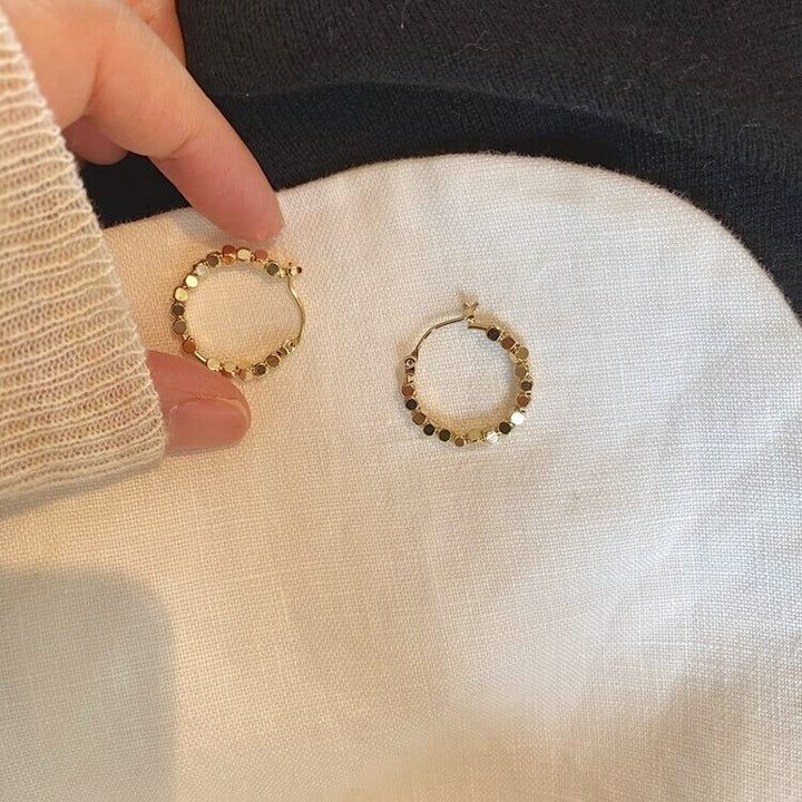 Liora Hoop Earrings – 14K Gold Plated Vintage Cube Design