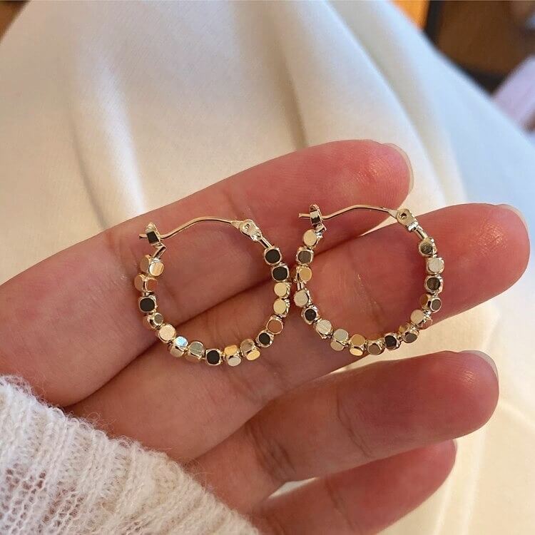 Liora Hoop Earrings – 14K Gold Plated Vintage Cube Design