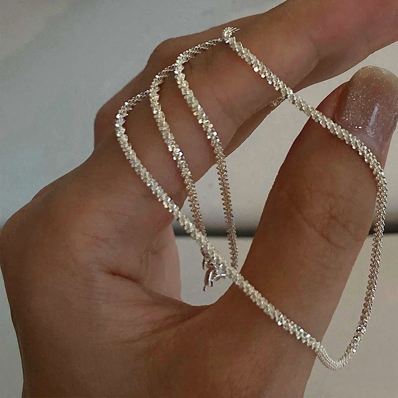 Liora Sterling Silver Sparkling Necklace – Elegant 45cm Length