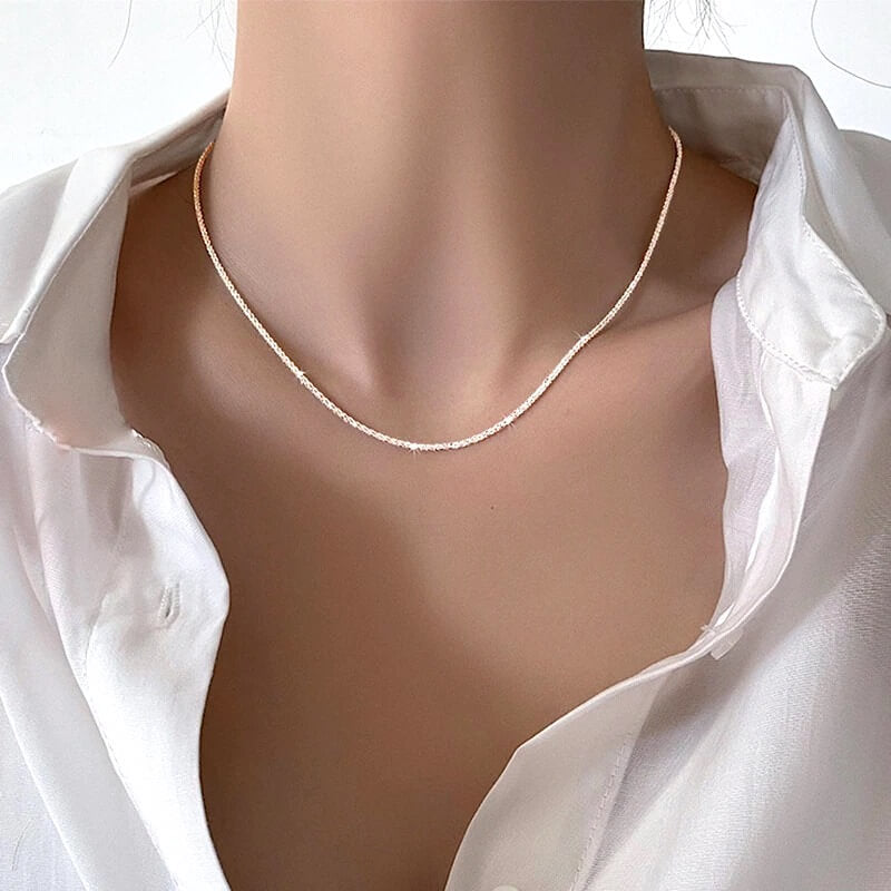 Liora Sterling Silver Sparkling Necklace – Elegant 45cm Length