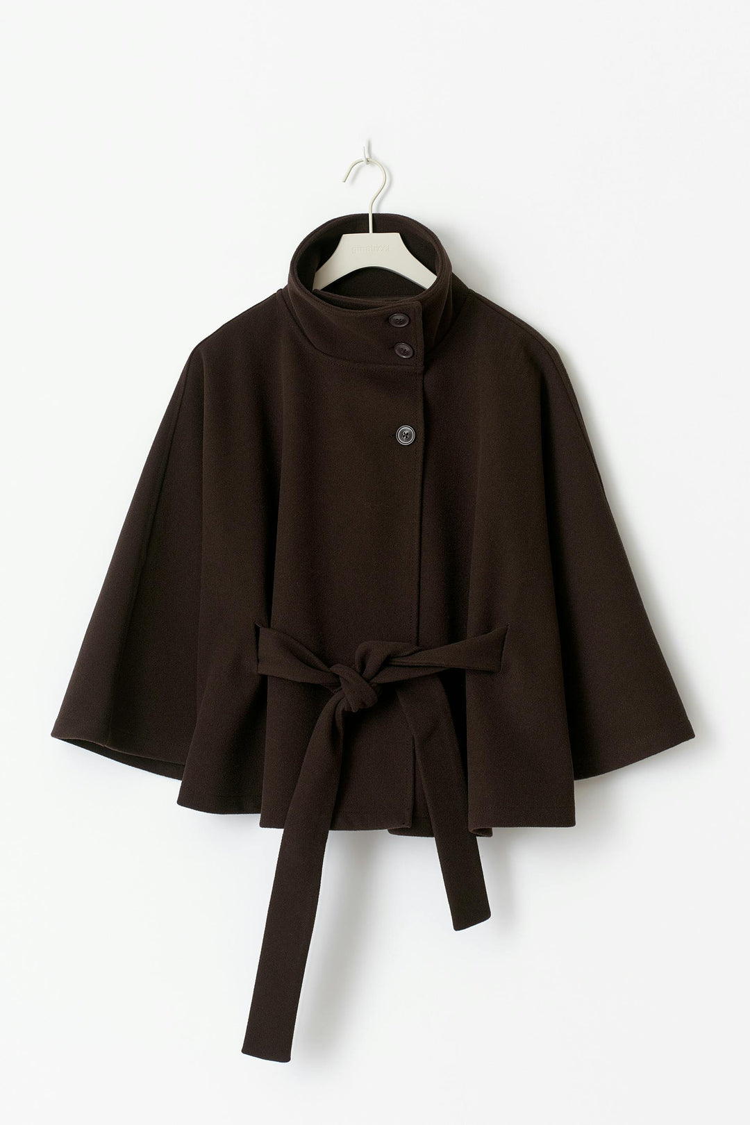 Veste cape femme ceinturée oversize avec col montant élégant