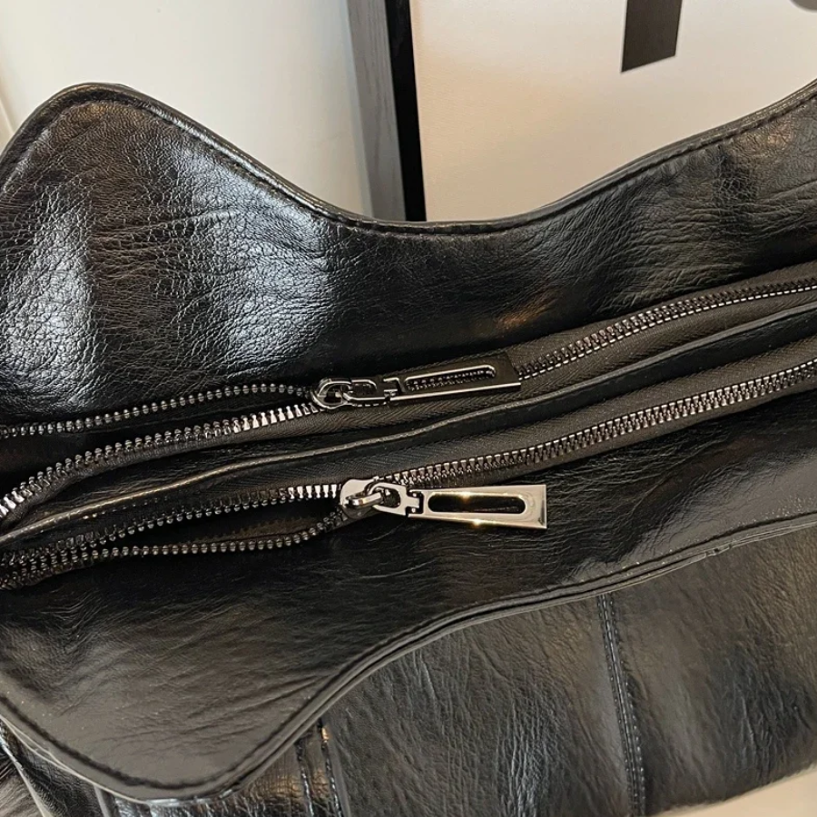 Sac épaule femme cuir végan grand format compartiments organisés élégant