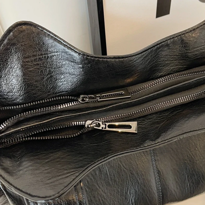 Sac épaule femme cuir végan grand format compartiments organisés élégant