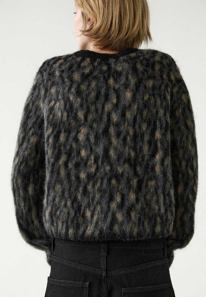 Cardigan femme laine alpaga col rond boutonné coupe polyvalente