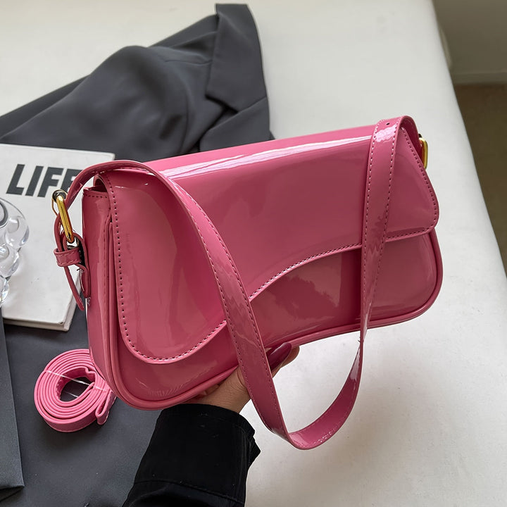 Sac épaule femme rabat élégant bandoulière réglable cuir végan texturé
