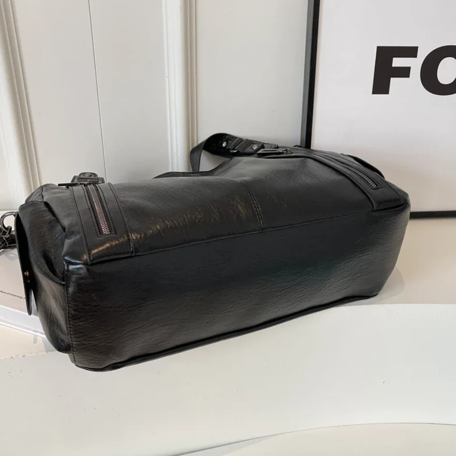 Sac épaule femme cuir végan grand format compartiments organisés élégant