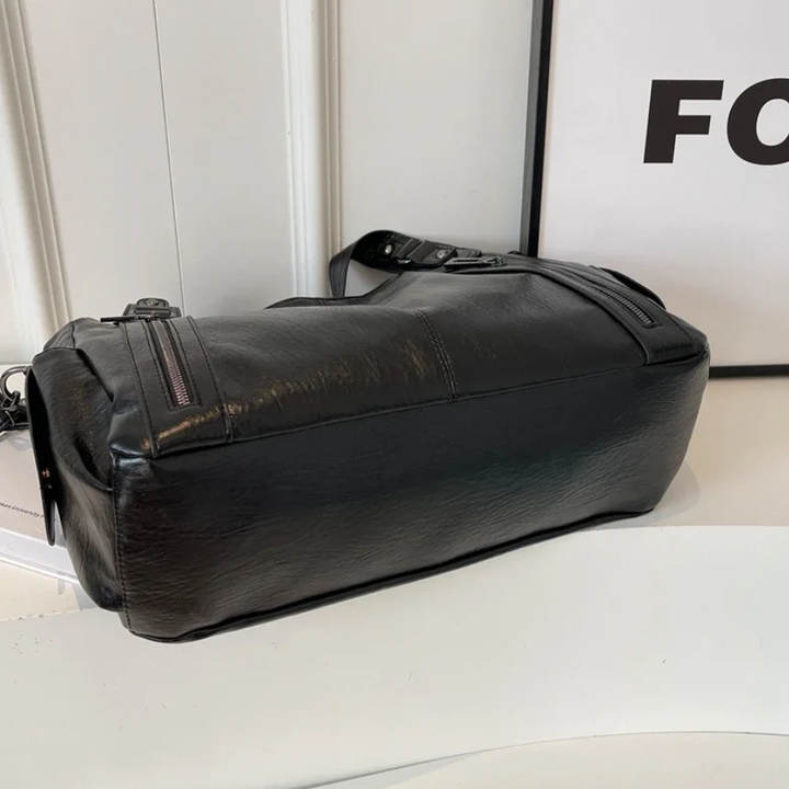 Sac épaule femme cuir végan grand format compartiments organisés élégant