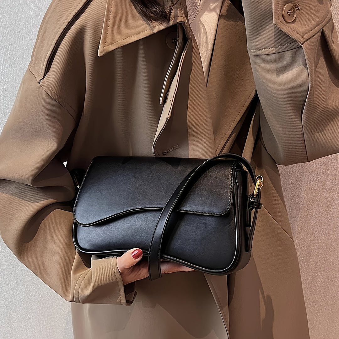 Sac épaule femme rabat élégant bandoulière réglable cuir végan texturé