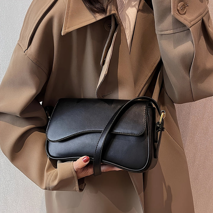 Sac épaule femme rabat élégant bandoulière réglable cuir végan texturé