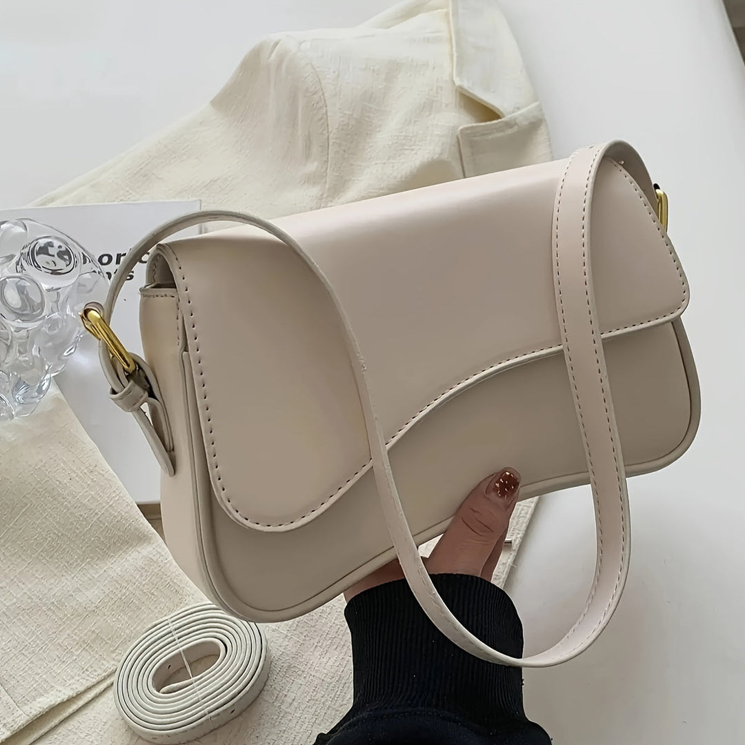 Sac épaule femme rabat élégant bandoulière réglable cuir végan texturé