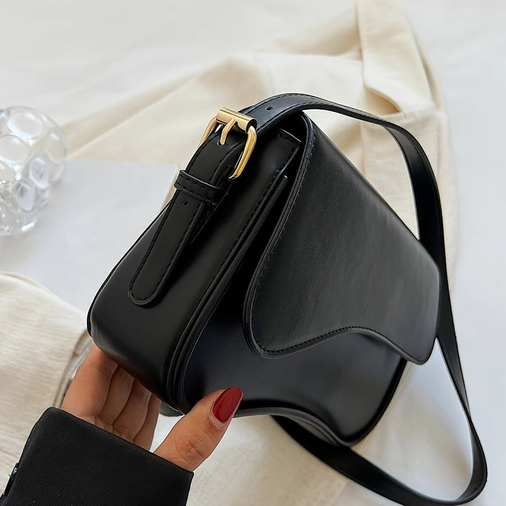 Sac épaule femme rabat élégant bandoulière réglable cuir végan texturé