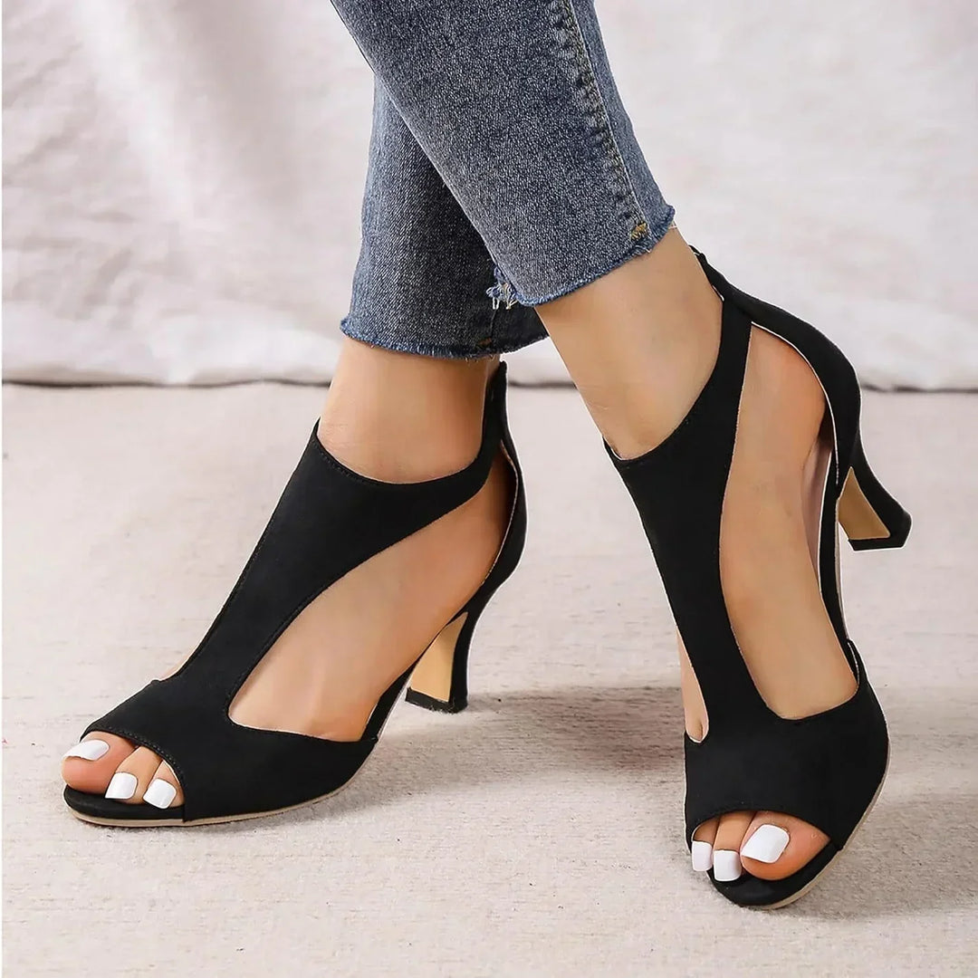 Liora Comfort Elegant Heels – Orthopedic Pink & Black Suede