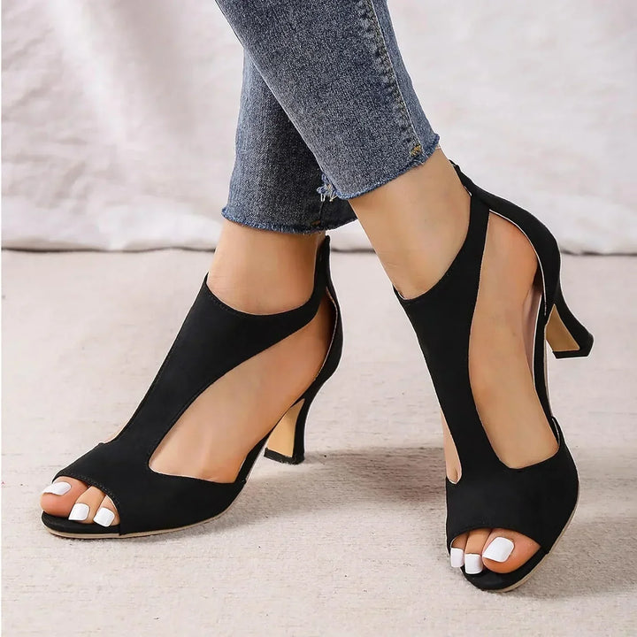 Liora Comfort Elegant Heels – Orthopedic Pink & Black Suede