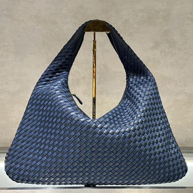Sac épaule femme cuir PU tressé grand format compartiments multiples