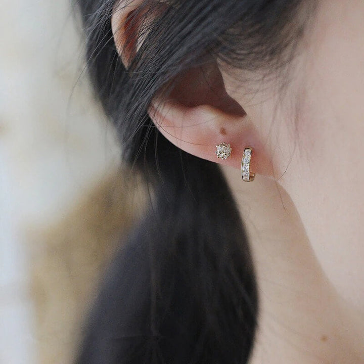 Seren Minimalist Sterling Silver Pave Hoop Earrings Elegant
