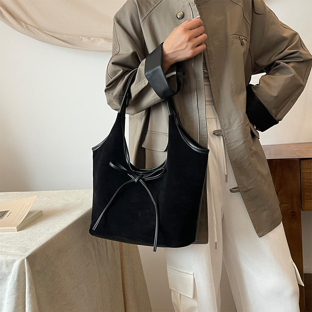 Sac à main femme bicolore nœud élégant cuir végan bandoulière