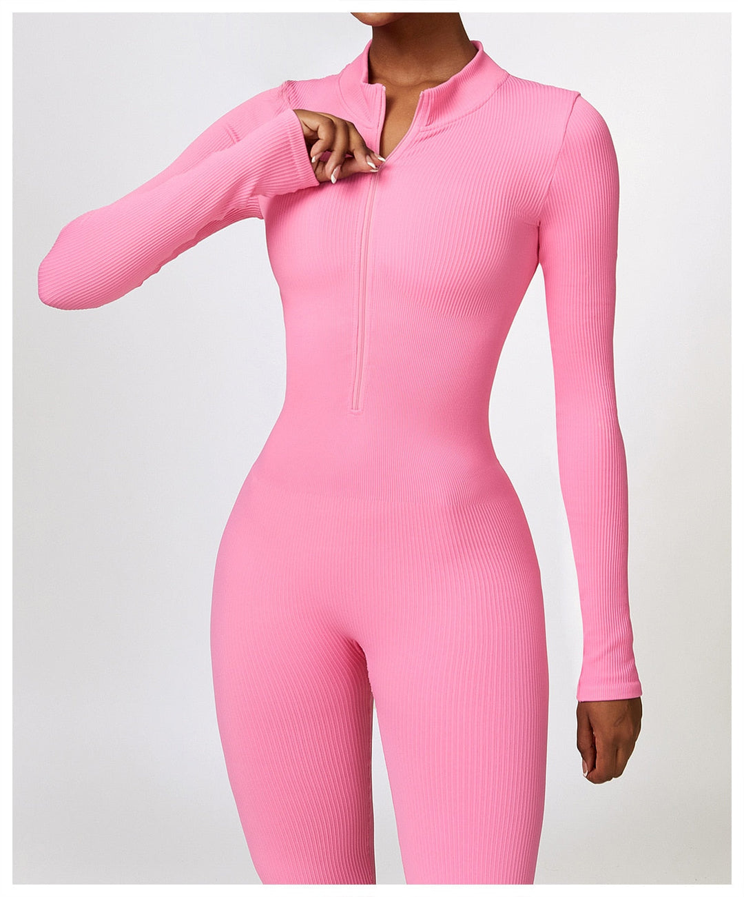 Zip Up Jumpsuit Long Sleeve - Siopie
