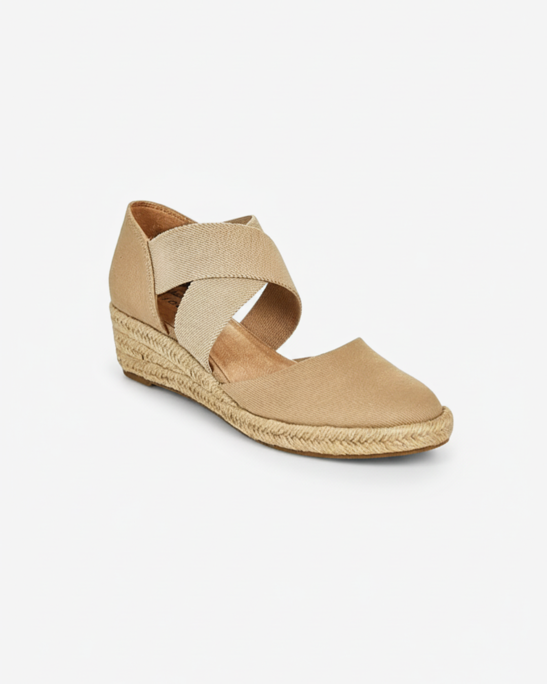 Espadrilles compensées à brides croisées, bout fermé, sans lacets