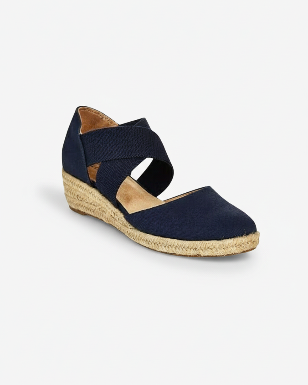 Espadrilles compensées à brides croisées, bout fermé, sans lacets