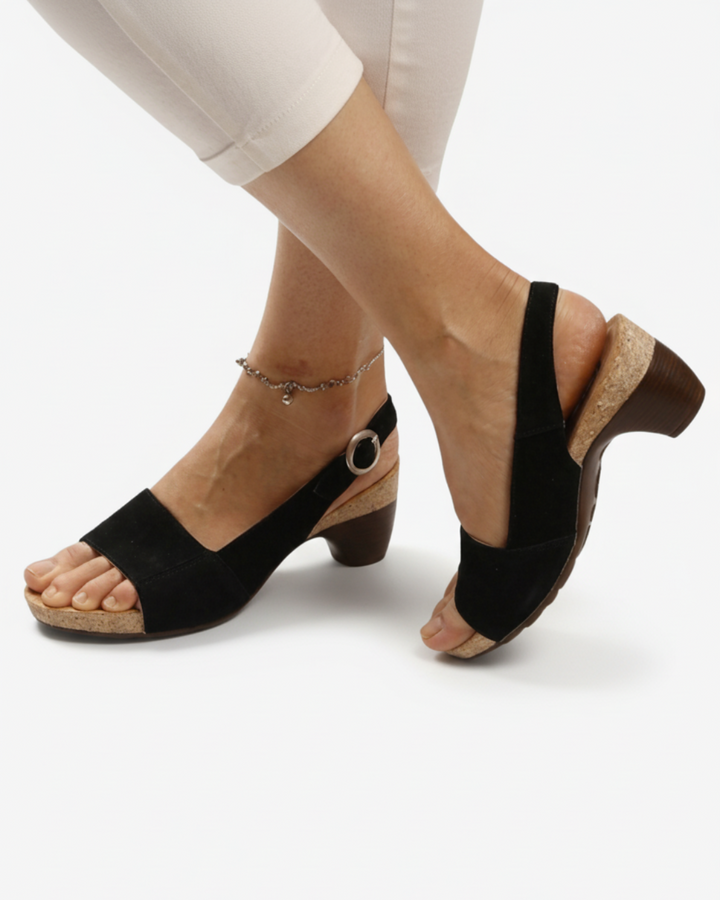 Sandales slingback à petit talon pour femme, décontractées, à bout ouvert