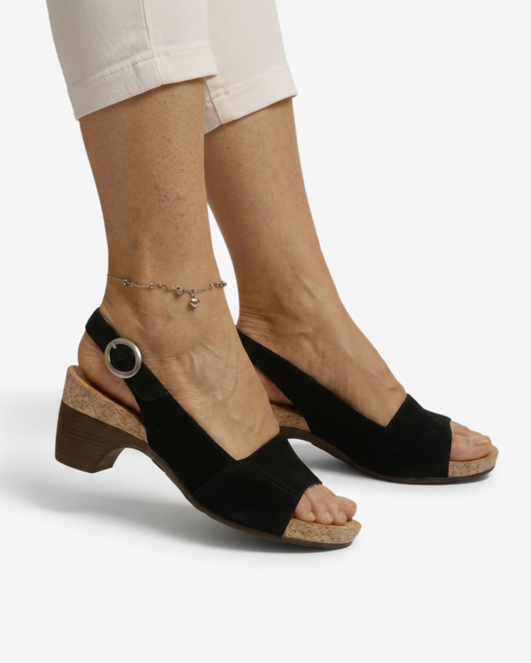 Sandales slingback à petit talon pour femme, décontractées, à bout ouvert