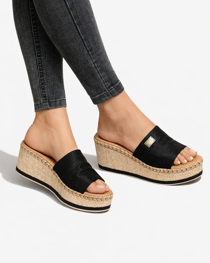Sandales à plateforme en espadrille à enfiler à bout ouvert