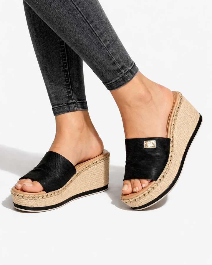 Sandales à plateforme en espadrille à enfiler à bout ouvert