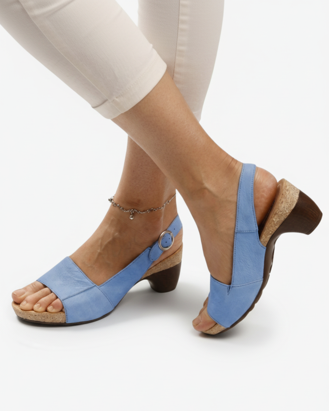 Sandales slingback à petit talon pour femme, décontractées, à bout ouvert
