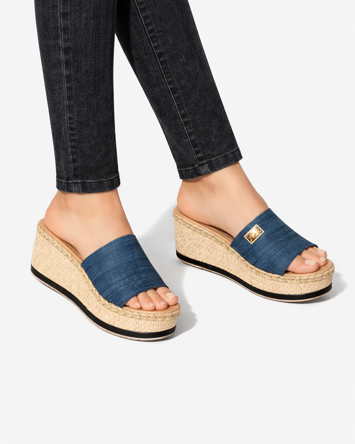 Sandales à plateforme en espadrille à enfiler à bout ouvert