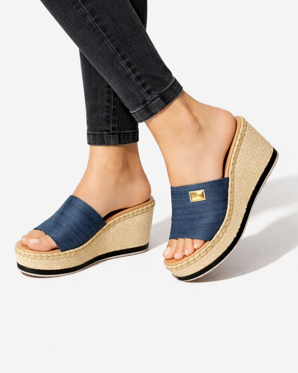 Sandales à plateforme en espadrille à enfiler à bout ouvert