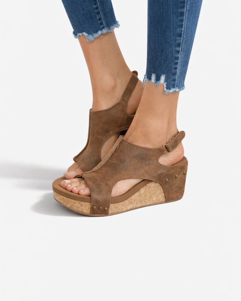 Sandales compensées à plateforme à bout ouvert avec découpes