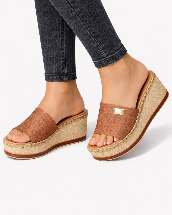 Sandales à plateforme en espadrille à enfiler à bout ouvert