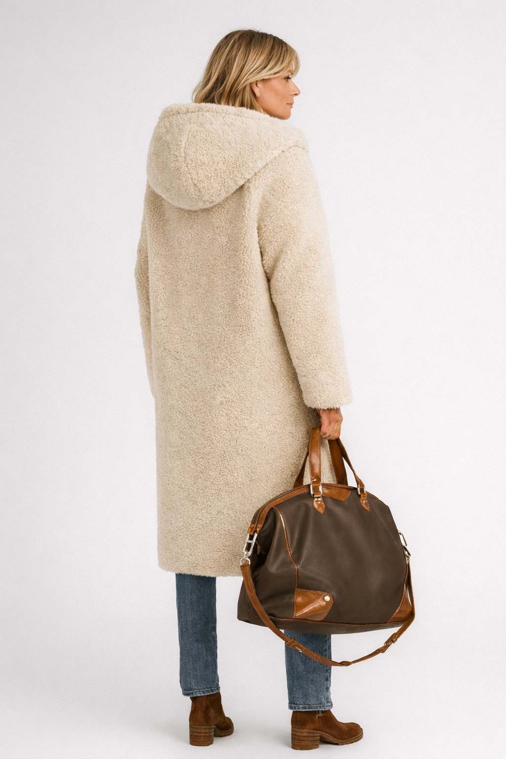 Manteau long réversible femme élégant et chaud pour l’hiver