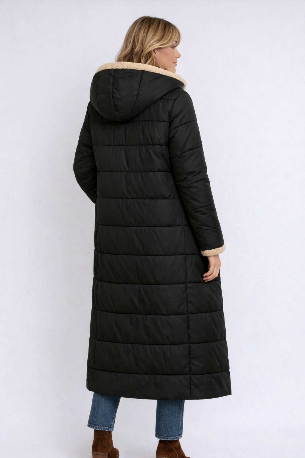 Manteau long réversible femme élégant et chaud pour l’hiver