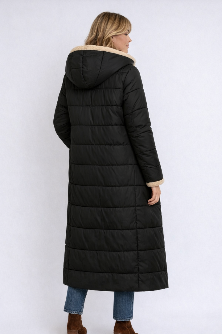 Manteau long réversible femme élégant et chaud pour l’hiver