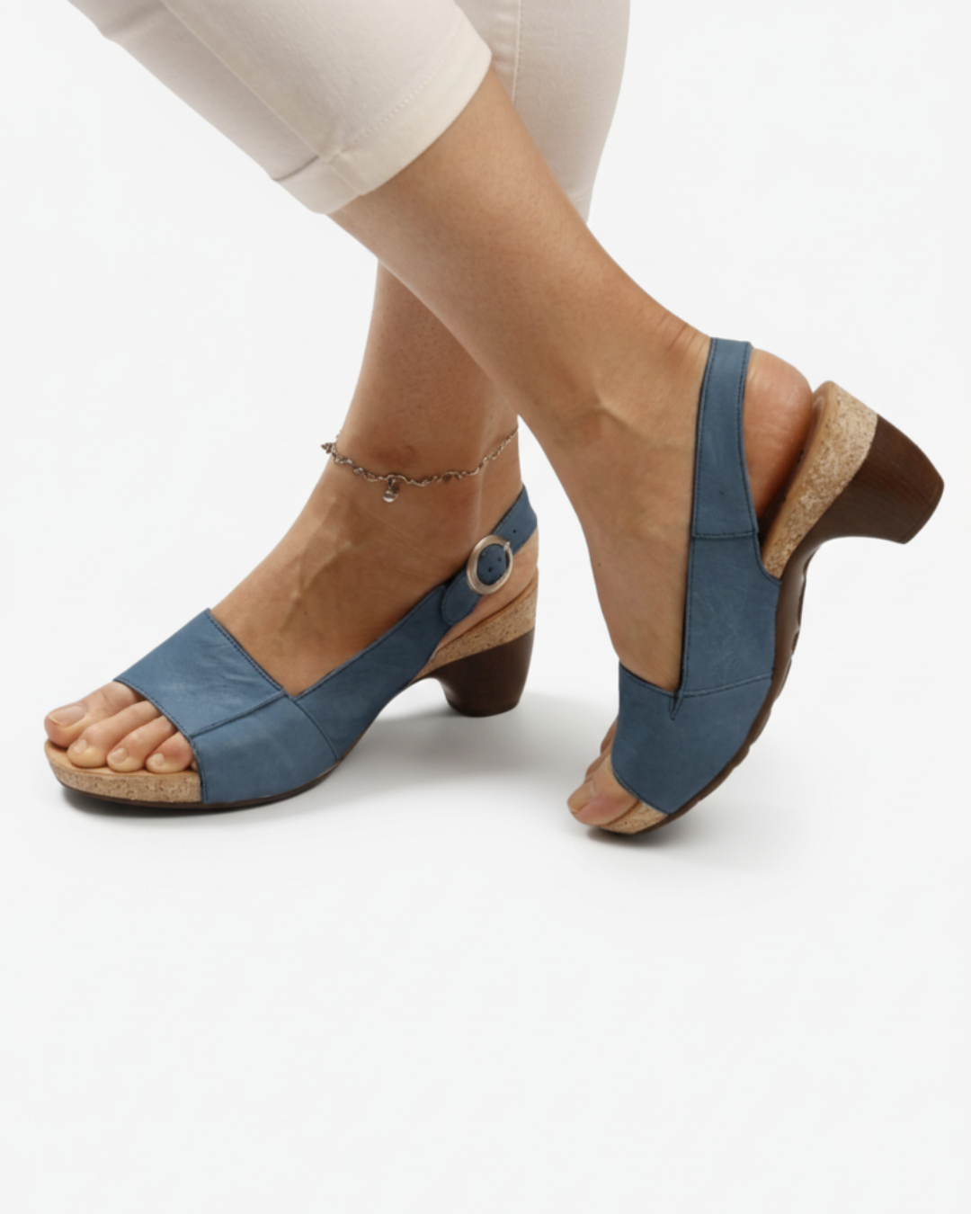 Sandales slingback à petit talon pour femme, décontractées, à bout ouvert