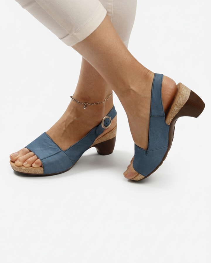 Sandales slingback à petit talon pour femme, décontractées, à bout ouvert