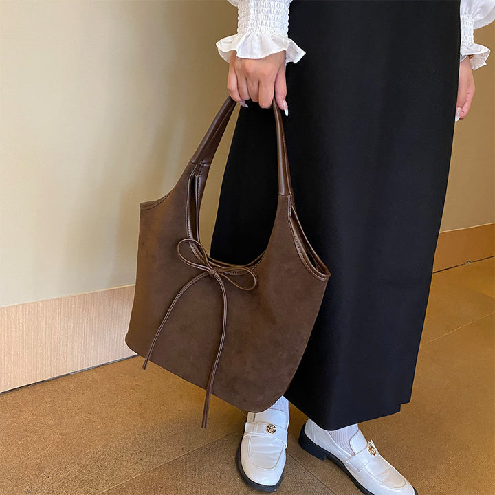 Sac à main femme bicolore nœud élégant cuir végan bandoulière