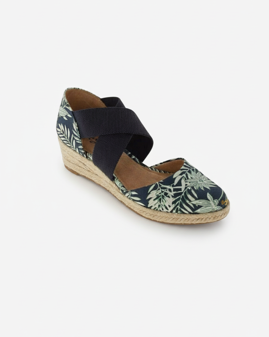 Espadrilles compensées à brides croisées, bout fermé, sans lacets