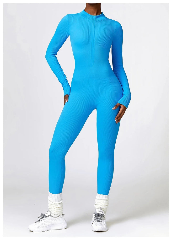 Zip Up Jumpsuit Long Sleeve - Siopie