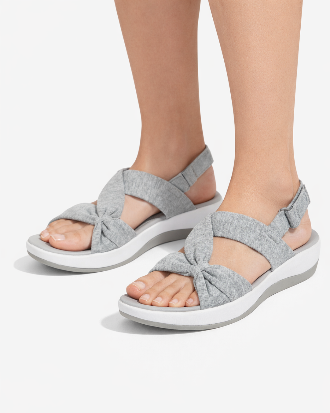 Sandales compensées à nœud avec lanières ajustables - bout ouvert