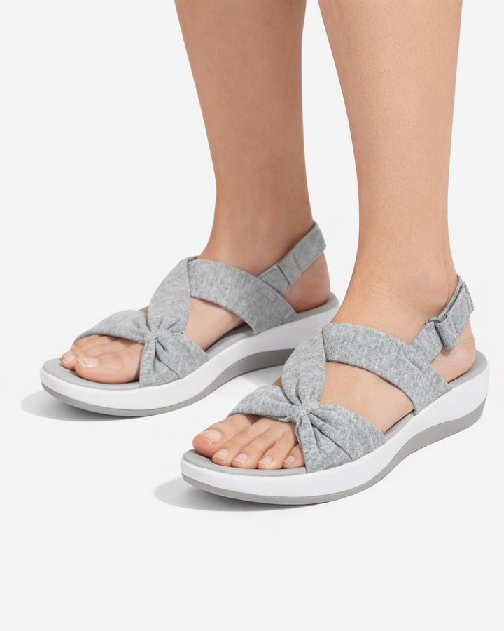 Sandales compensées à nœud avec lanières ajustables - bout ouvert