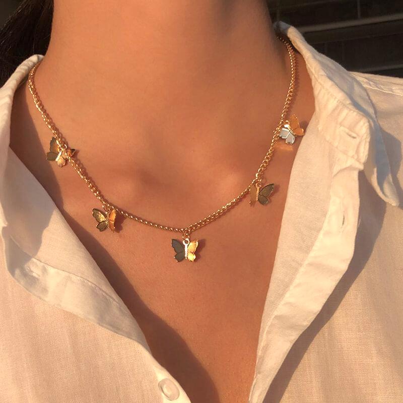 Liora Gold Butterfly Pendant Necklace – 14K Plated Elegant Charm