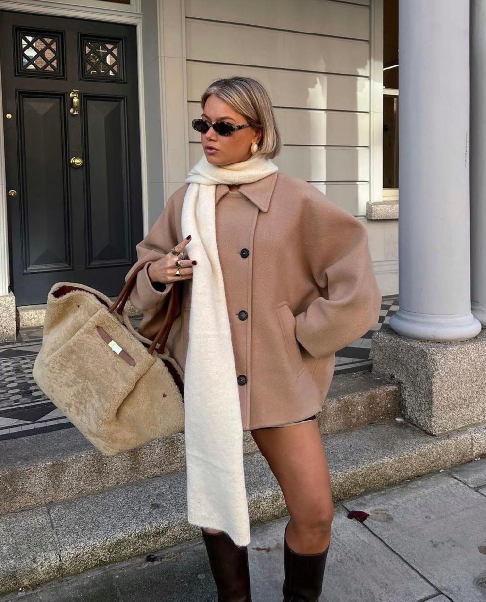 Manteau oversize femme chaud coupe ample fermeture boutonnée élégante