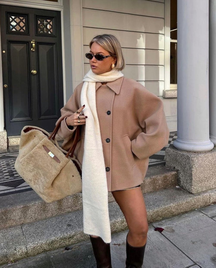 Manteau oversize femme chaud coupe ample fermeture boutonnée élégante
